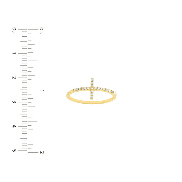Mia: Ring, seitwärts Kreuz, 14 KT Gelbgold, Diamanten