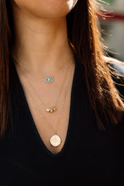 Alma: Halskette, Kompass Medaillon, 14 Karat Gold