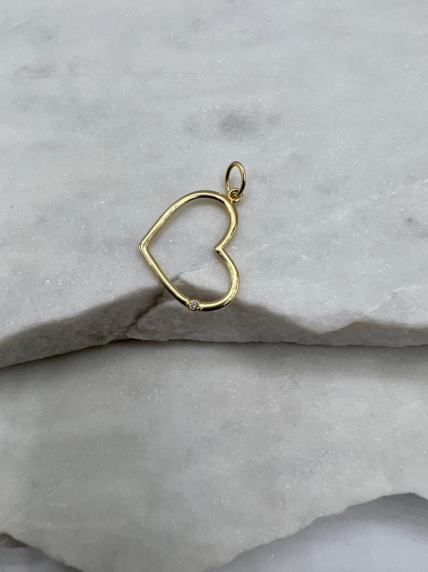 Anhänger: Heart Outline, Diamant, 14 Karat Gold