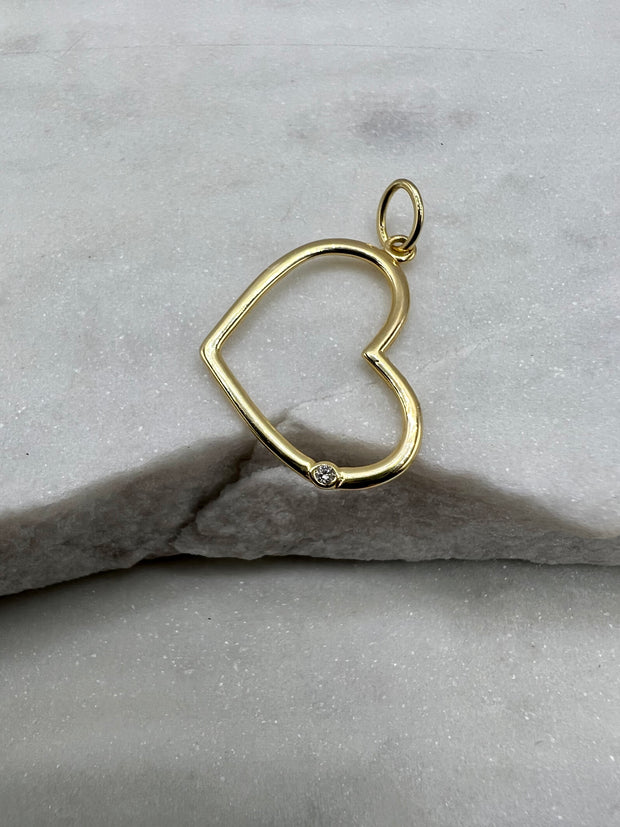 Anhänger: Heart Outline, Diamant, 14 Karat Gold