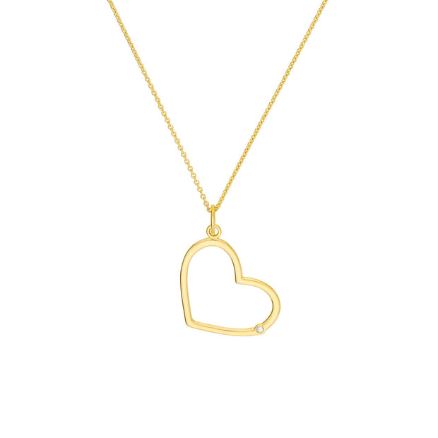 Anhänger: Heart Outline, Diamant, 14 Karat Gold