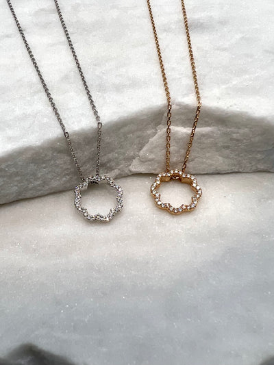 Anni: Halskette, Blume, 18 Karat, Diamanten