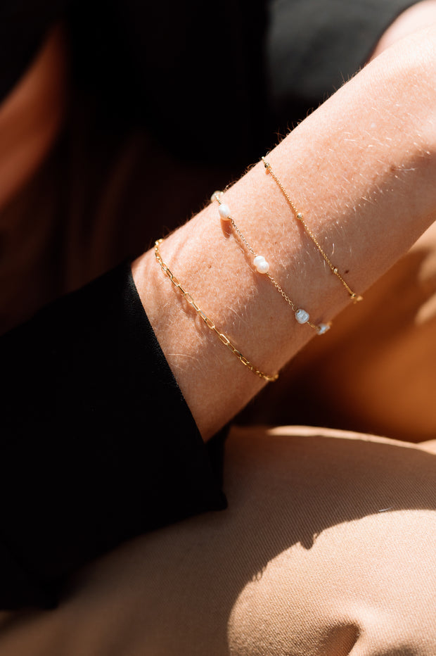 Lara: Armband, Mini Perlen, 14 Kara Gelbgold