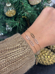 Duo Paperclip Armband: 14 Karat Gold, Diamanten