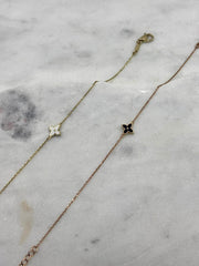 Lina: Flower, Black & White, 14 Karat Gold
