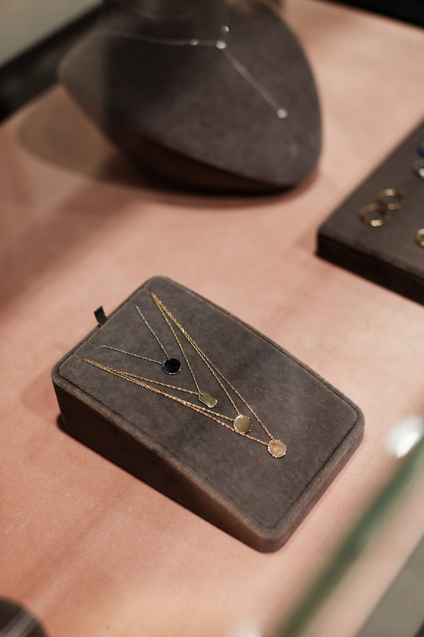 Charlize: Halskette, Disk, 14 Karat Weißgold