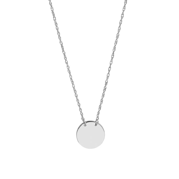 Charlize: Halskette, Disk, 14 Karat Weißgold