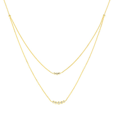 Chloe: Halskette, Double Layer, 14 KT Gelbgold, Diamanten