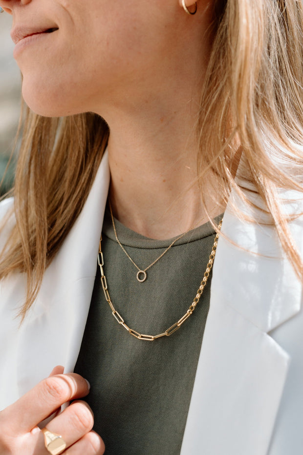 Circle: Halskette, 18 Karat Weißgold, Diamanten