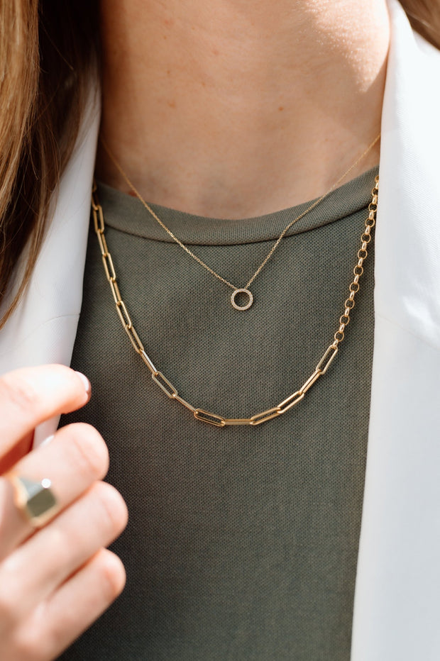 Circle: Halskette, 18 Karat Weißgold, Diamanten