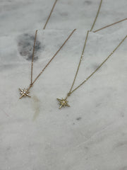 Nord Stern Halskette, 14 Karat Gold, Diamant