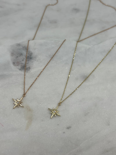 Nord Stern Halskette, 14 Karat Gold, Diamant