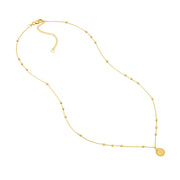 Franka: Perlen Halskette, Disk Charm, 14 KT Gelbgold