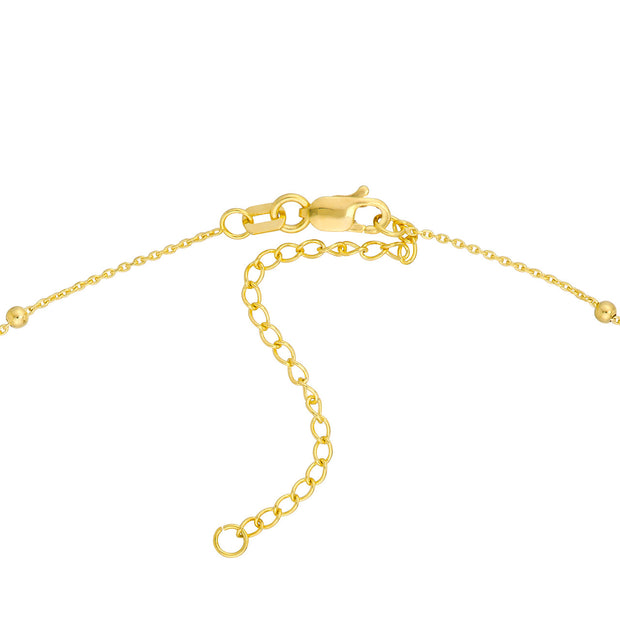Franka: Perlen Halskette, Disk Charm, 14 KT Gelbgold