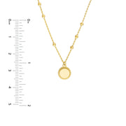 Franka: Perlen Halskette, Disk Charm, 14 KT Gelbgold