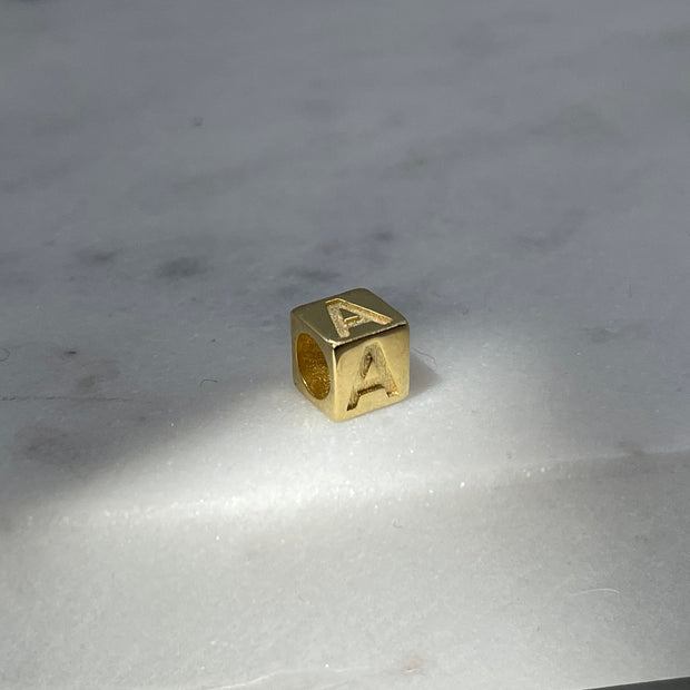 Goldwürfel, Charm, Buchstaben, personalisierbar, 14 Karat Gold