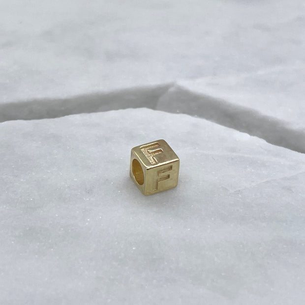 Goldwürfel, Charm, Buchstaben, personalisierbar, 14 Karat Gold