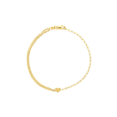 Half n Half Heart: Armband, Paperclip, Herz, 14 Karat Gold