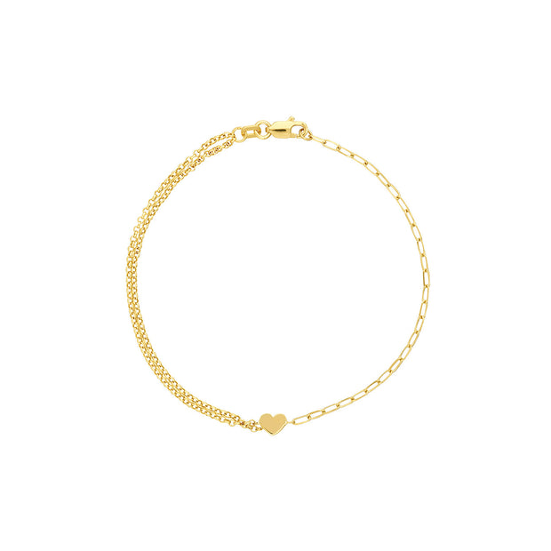 Half n Half Heart: Armband, Paperclip, Herz, 14 Karat Gold