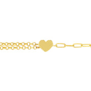 Half n Half Heart: Armband, Paperclip, Herz, 14 Karat Gold