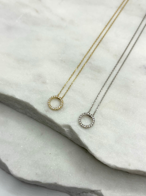 Circle: Halskette, 18 Karat Weißgold, Diamanten