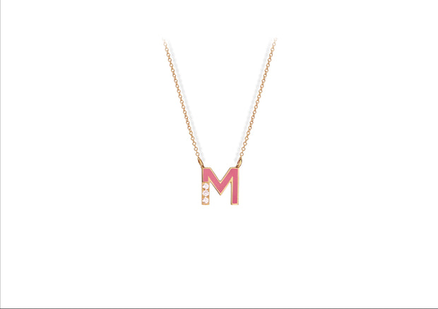 Buchstabe: Halskette, 18 Karat Gold, Diamanten, Emaille