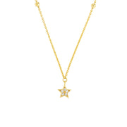 Starmoon: Halskette, Halbmond & Stern, 14 KT Gelbgold, Diamanten
