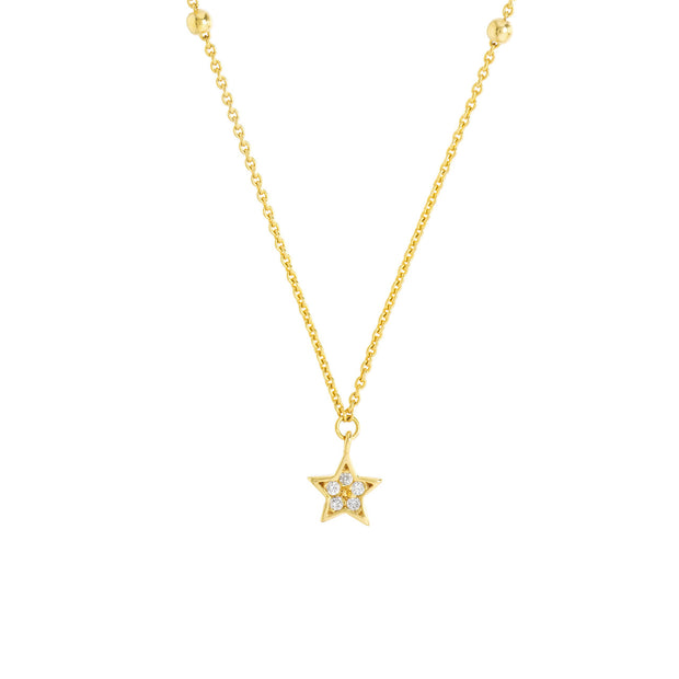Starmoon: Halskette, Halbmond & Stern, 14 KT Gelbgold, Diamanten