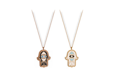 Hamsa: Halskette, 18 Karat Gold, Diamant
