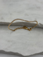 Wave: Tennis Armreif, 18 Karat Gold, Diamanten See