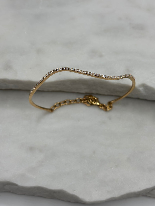 Wave: Tennis Armreif, 18 Karat Gold, Diamanten See
