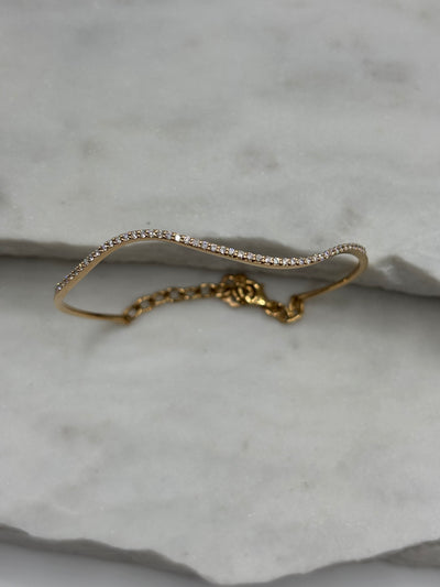Wave: Tennis Armreif, 18 Karat Gold, Diamanten See