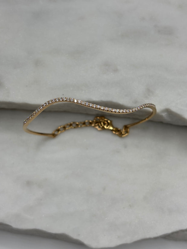 Wave: Tennis Armreif, 18 Karat Gold, Diamanten See