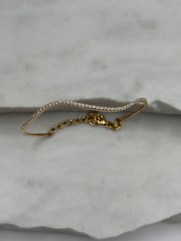 Wave: Tennis Armreif, 18 Karat Gold, Diamanten See