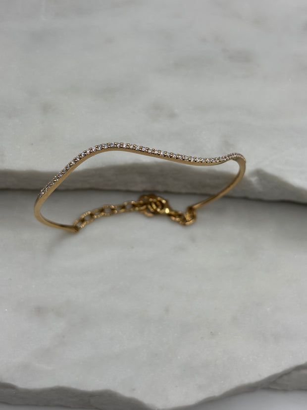Wave: Tennis Armreif, 18 Karat Gold, Diamanten See