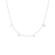 L-O-V-E: Halskette, 14 KT Weißgold