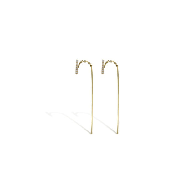 Lila: Pull Through Ohrring, 14 Karat, Diamanten