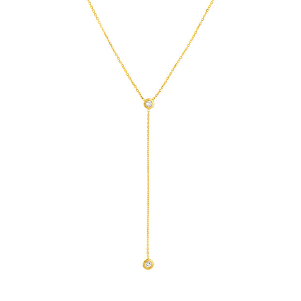 Liz: Y-Halskette, 14 Karat Gold, Diamanten