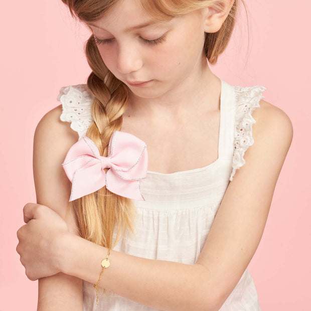 Marie: Kids Armband, personalisierbar, Paperclip Chain, 14 Kara Gold