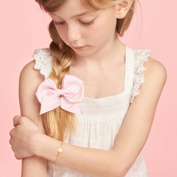 Marie: Kids Armband, personalisierbar, Paperclip Chain, 14 KT Gelbgold
