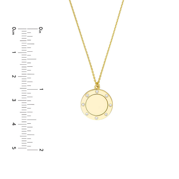 Klassisches Medaillon mit Diamanten, Gravur, 14 KT Gold