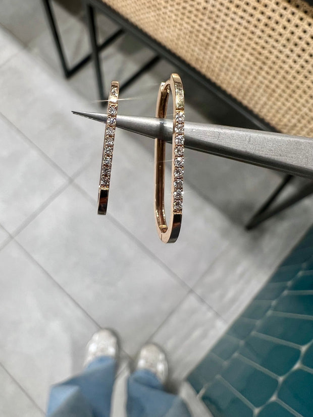 Maria Roza (M): Paperclip Ohrring, 18 Karat Gold, Diamanten
