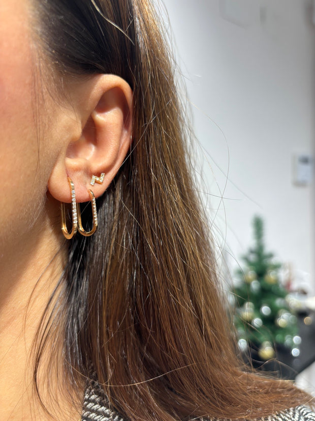 Maria Roza (M): Paperclip Ohrring, 18 Karat Gold, Diamanten