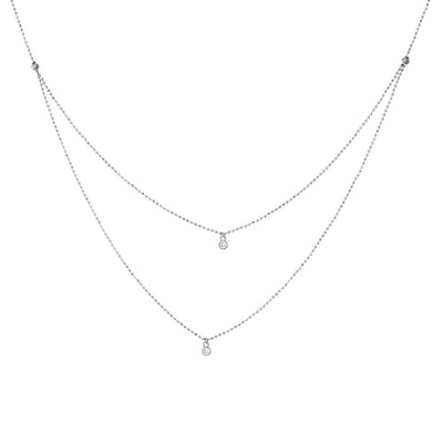 Patricia: Halskette, Double Layer, 14 KT Weißgold, Diamanten