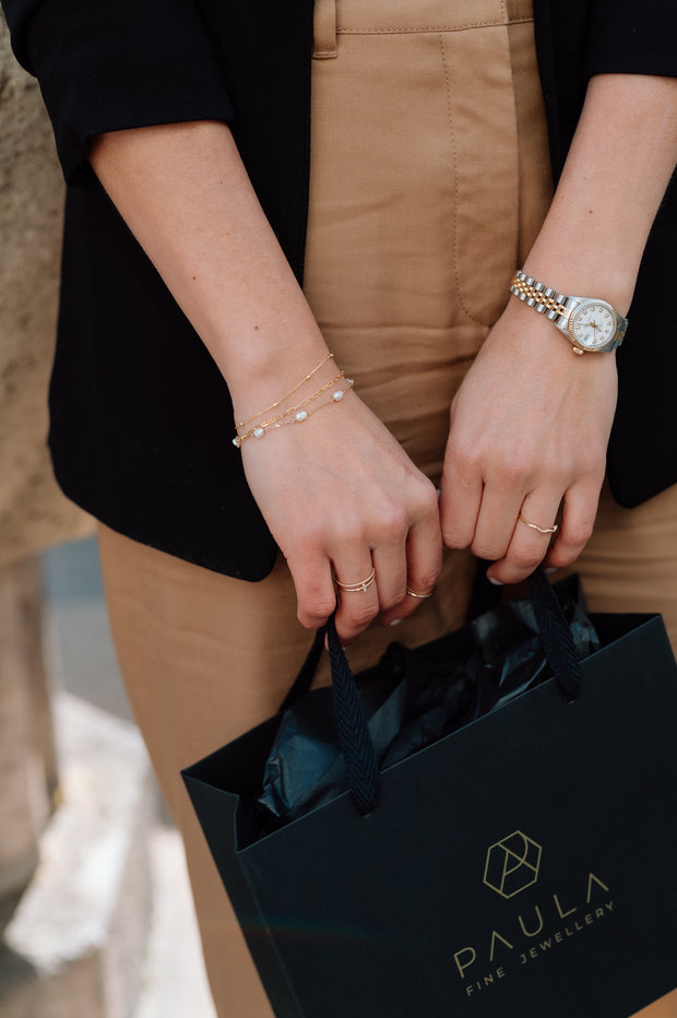 Perla: Armband, 14 Karat Gold, Süßwasserperle