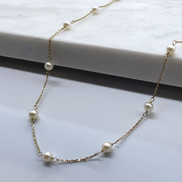 Perla: Halskette, 14 Karat Gold, Süßwasserperle