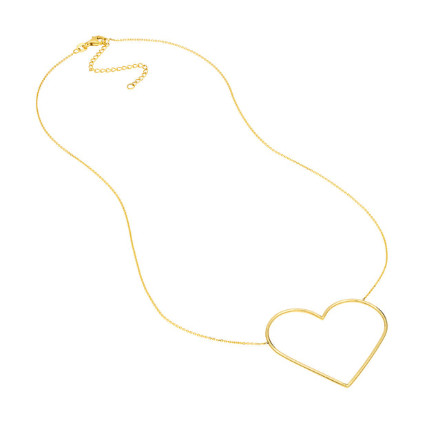 Seitliches Herz, Halskette, 14 KT Gelbgold