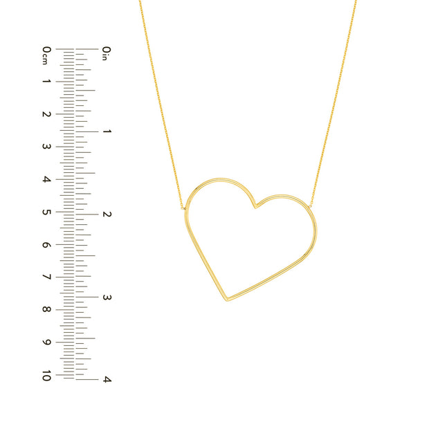 Seitliches Herz, Halskette, 14 KT Gelbgold
