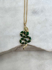 Halskette: Snake, 18 Karat Gold, Emaille