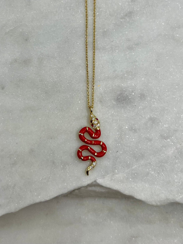 Halskette: Snake, 18 Karat Gold, Emaille